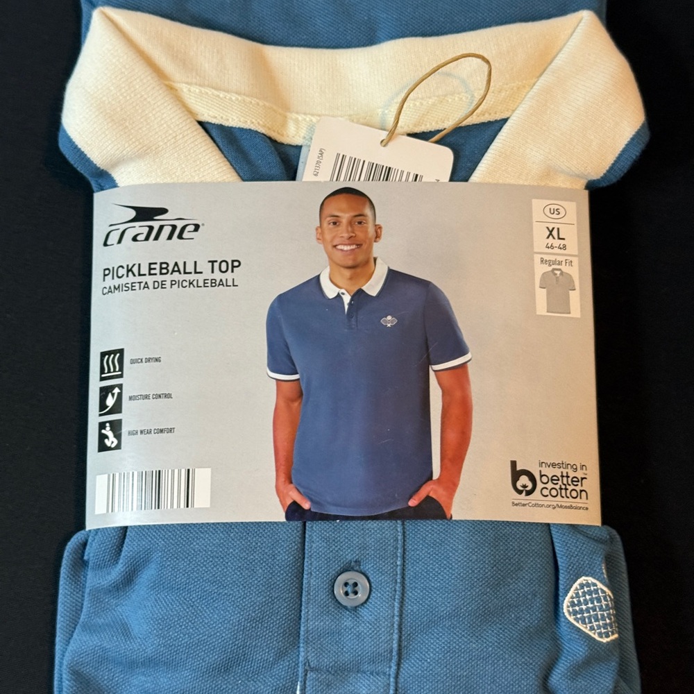 Crane Blue Pickleball Polo Shirt